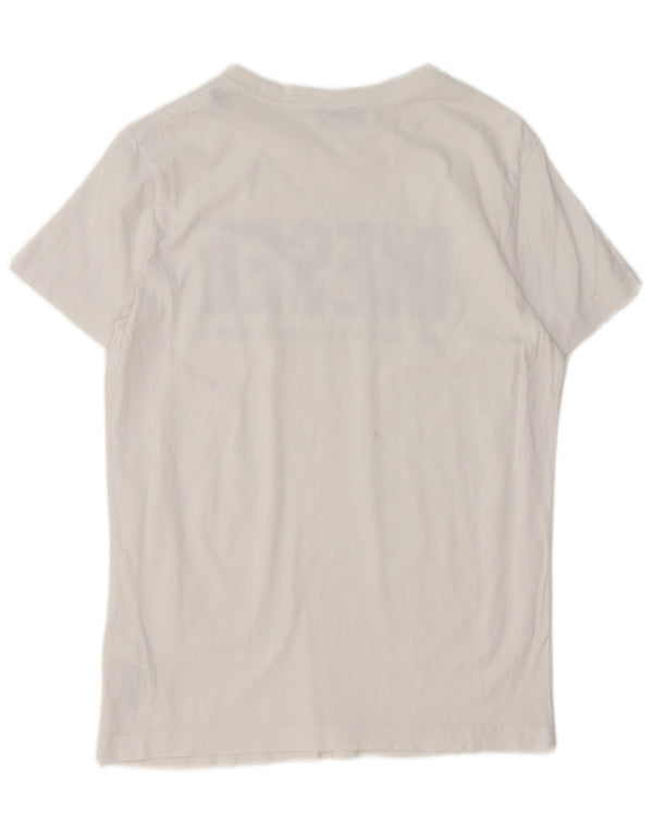 Diesel Hombre Camiseta Gráfica Top XS Algodón Blanco