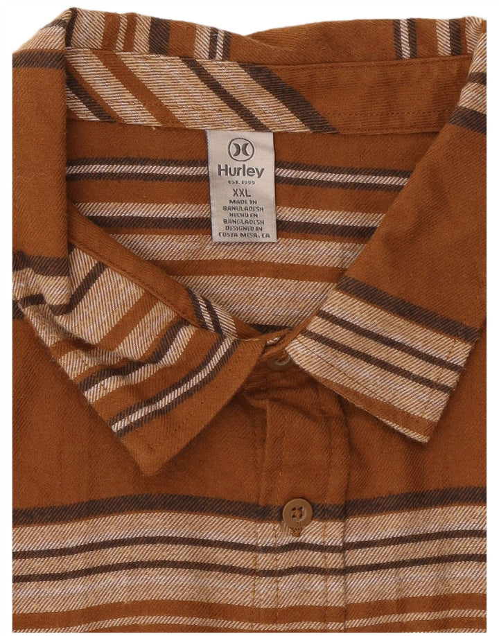 Hurley Camisa De Franela Hombre 2XL Marrón Rayas