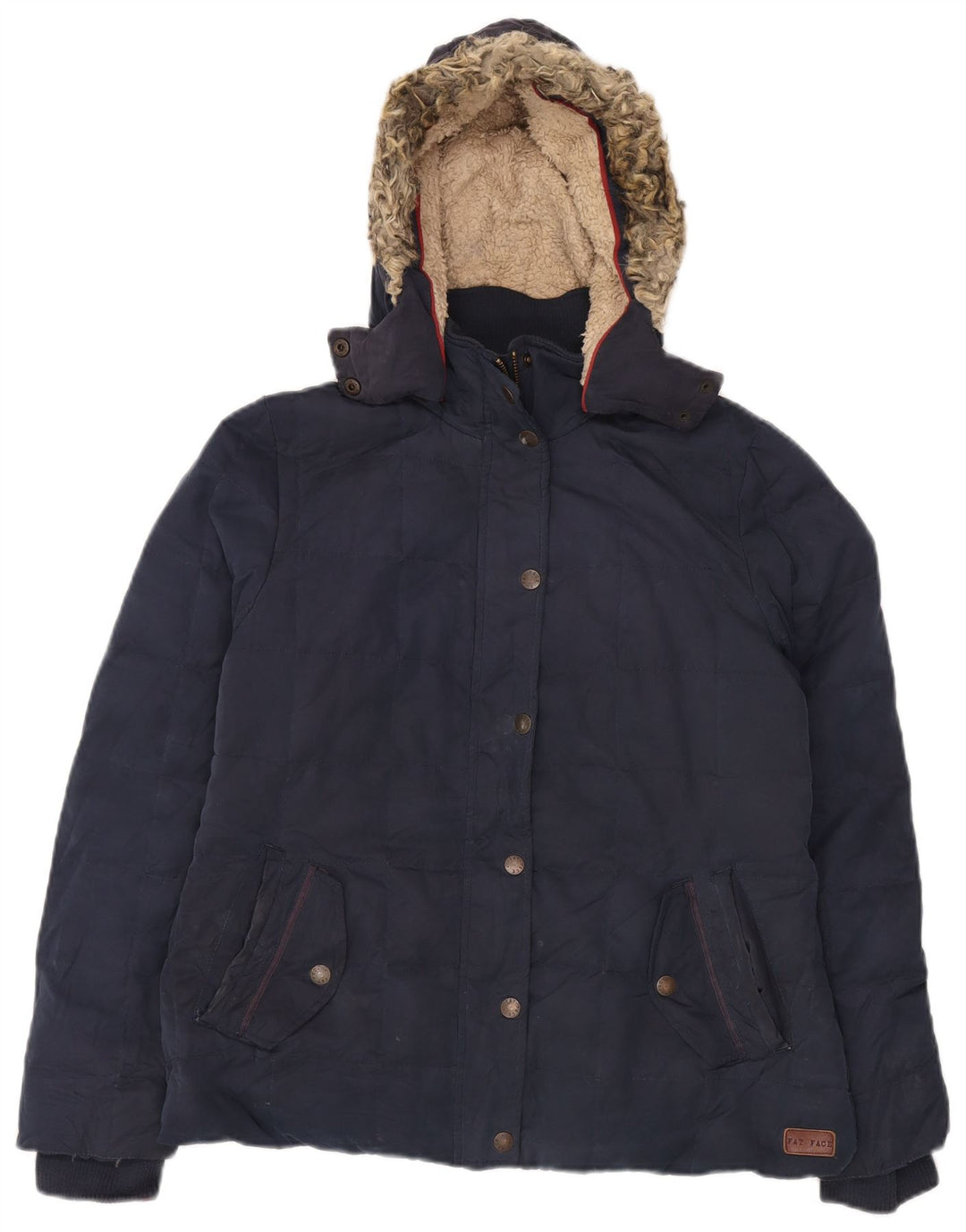 FAT FACE Chaqueta acolchada con capucha para mujer UK 44 Grande Poliéster azul marino