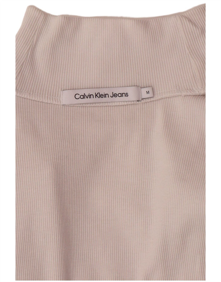 CALVIN KLEIN JEANS Top corto para mujer de manga larga UK 12 Medium White