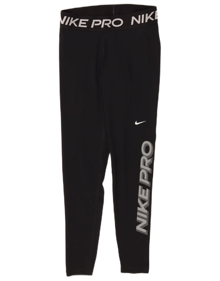 Nike Leggings gráficos Dri Fit para mujer UK 12 Mediano Negro Poliéster