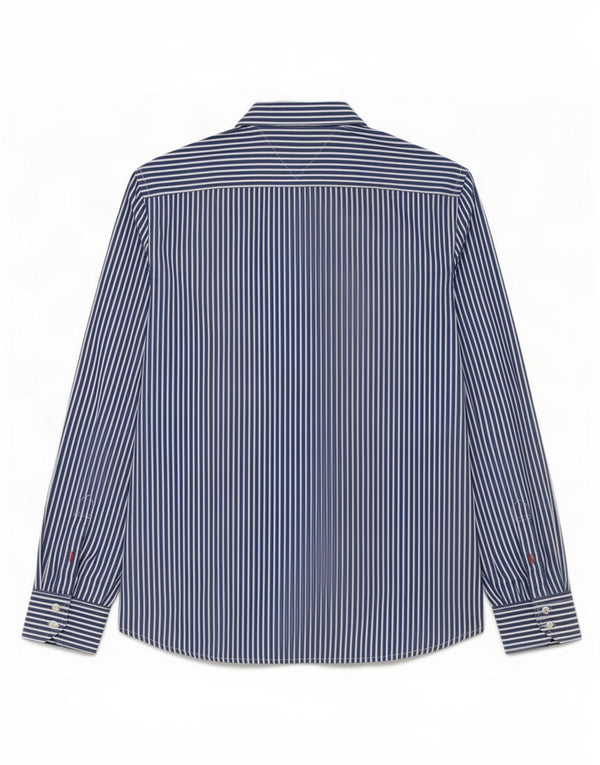 Camisa Tommy Hilfiger Hombre Algodón Azul Marino Mediano Rayas Pintadas