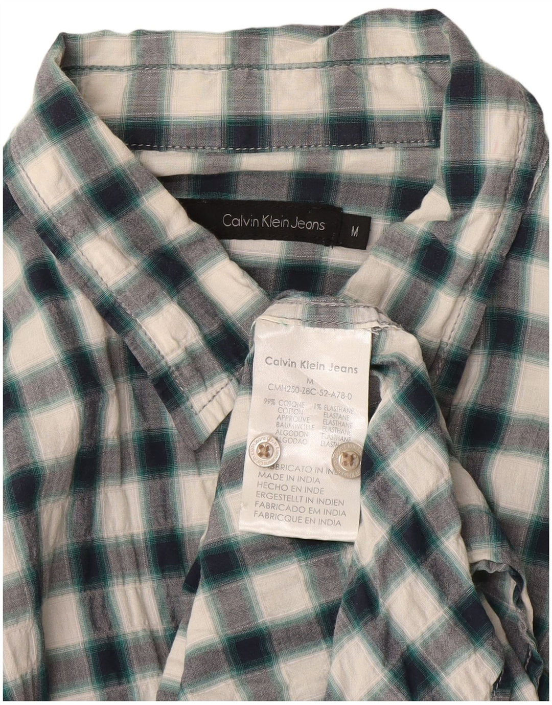 Camisa Calvin Klein Hombre Algodón A Cuadros Verde Medio