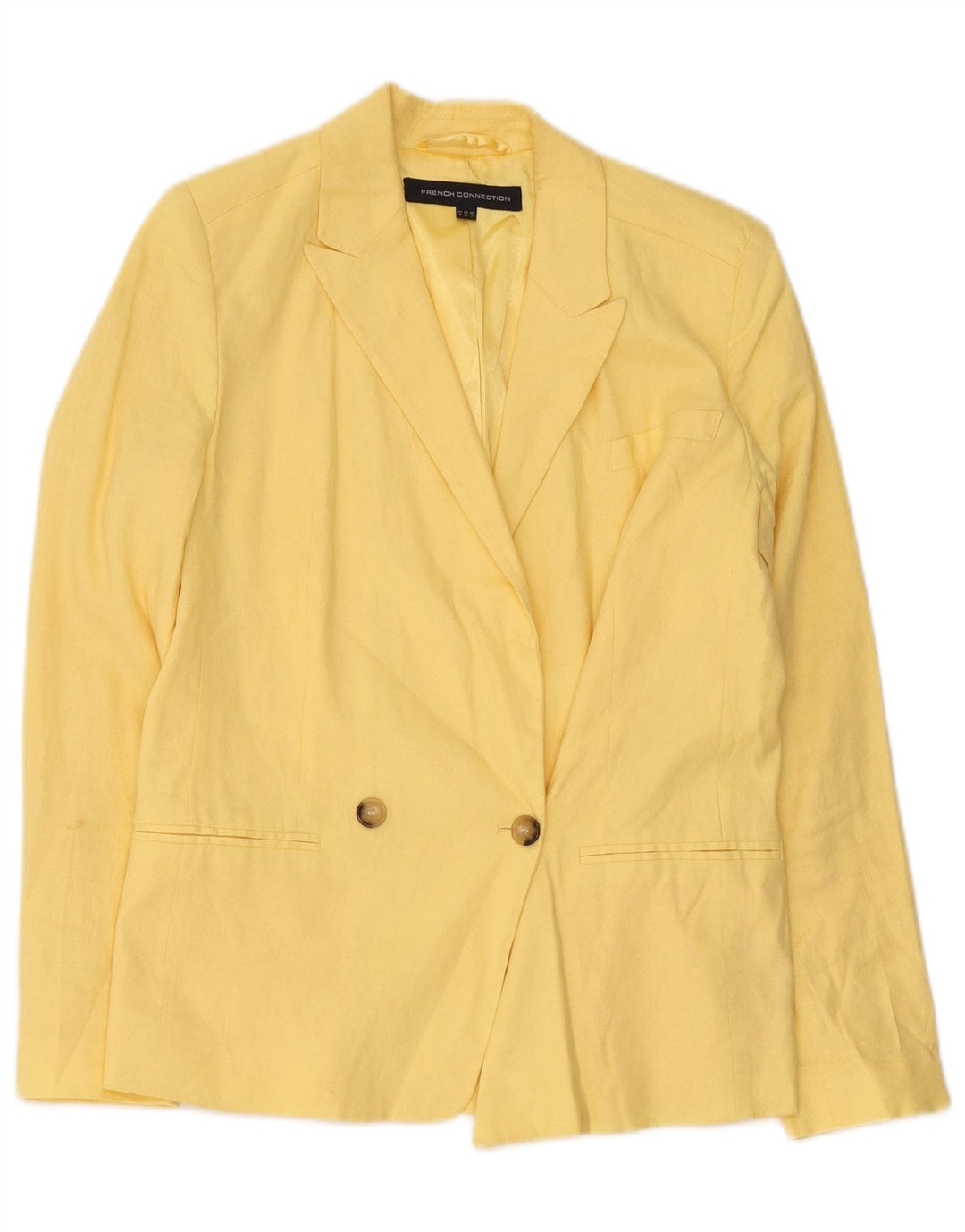 French Connection Chaqueta tipo blazer con doble botonadura para mujer UK 6 XS Lino amarillo