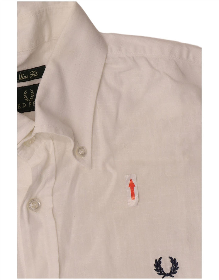 Camisa Fred Perry Slim Fit Para Hombre Algodón Blanco Grande