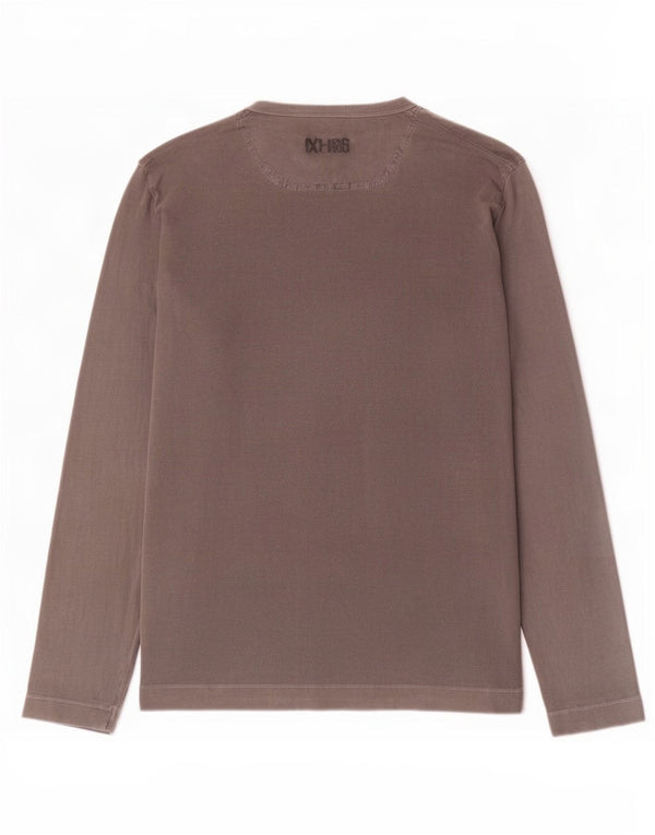 Diesel Mens Graphic Top Manga Larga Grande Gris Algodón