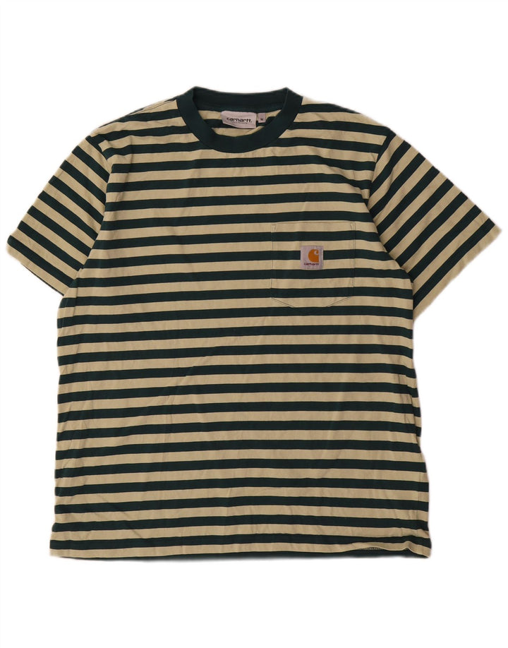 Carhartt Hombre Camiseta Top Algodón A Rayas Verde Medio