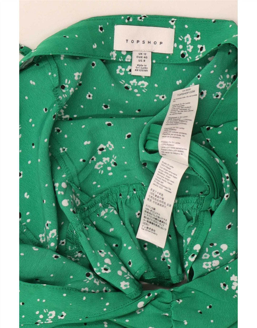 Top de tirantes para mujer Topshop UK 40 Poliéster floral verde medio