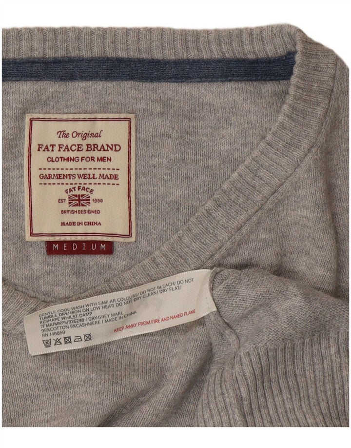 Jersey con cuello en V para hombre de Fat Face Algodón gris medio