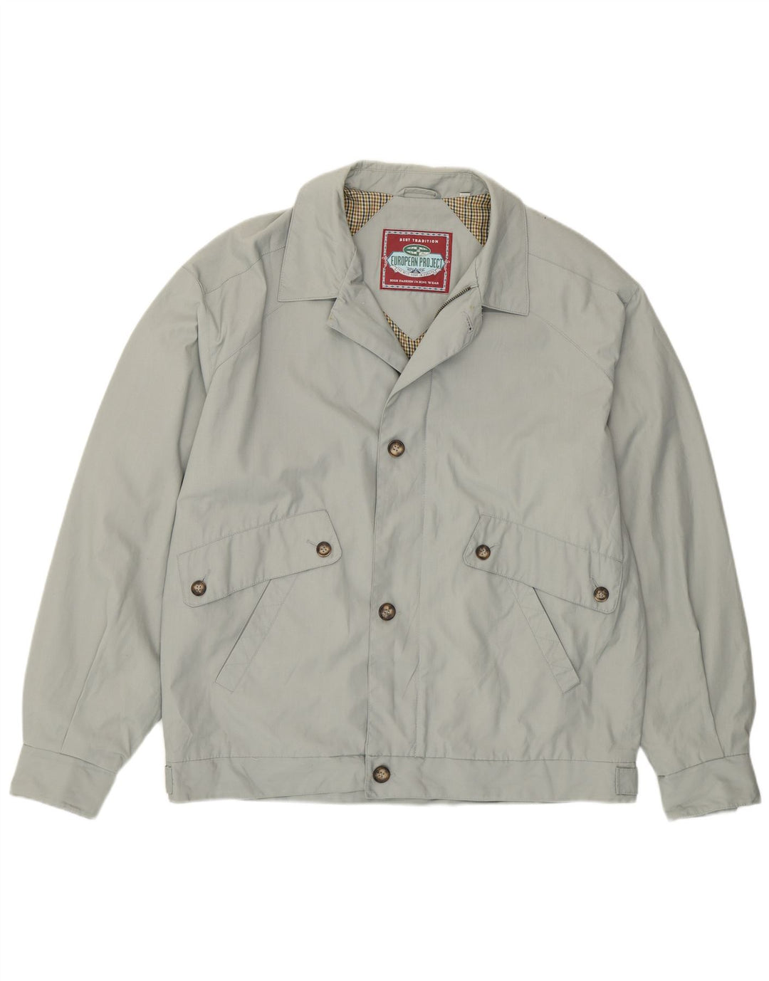 European Project Chaqueta bomber para hombre Reino Unido 40 Poliéster gris grande
