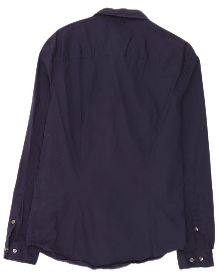 Tommy Hilfiger Camisa ajustada de hombre de algodón azul marino medio