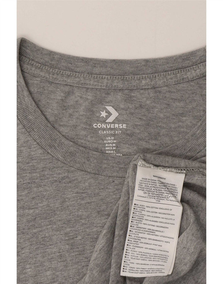 Converse Mujer Camiseta Top UK 12 Algodón Gris Medio