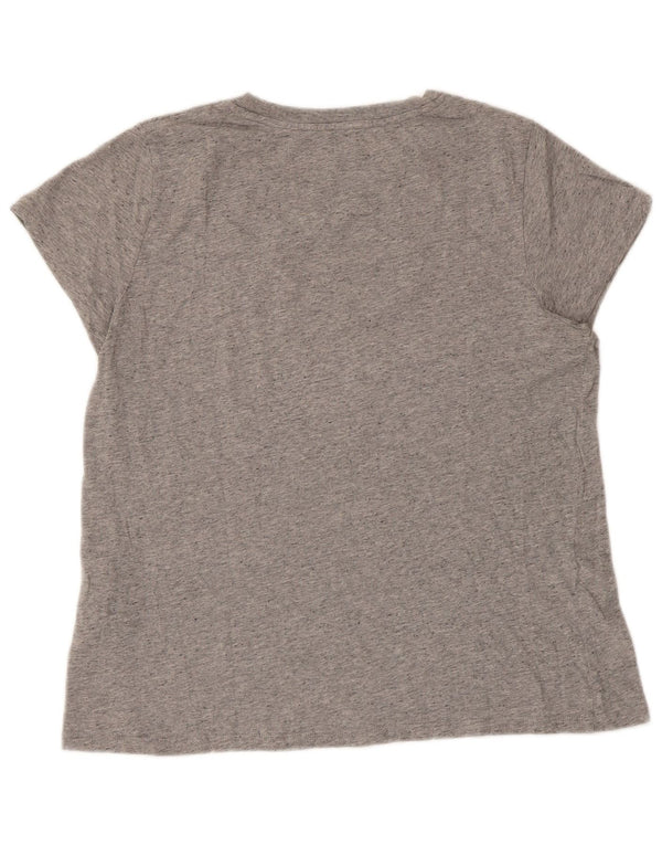 LEVI'S Camiseta gráfica para mujer Top UK 44 Algodón moteado gris grande