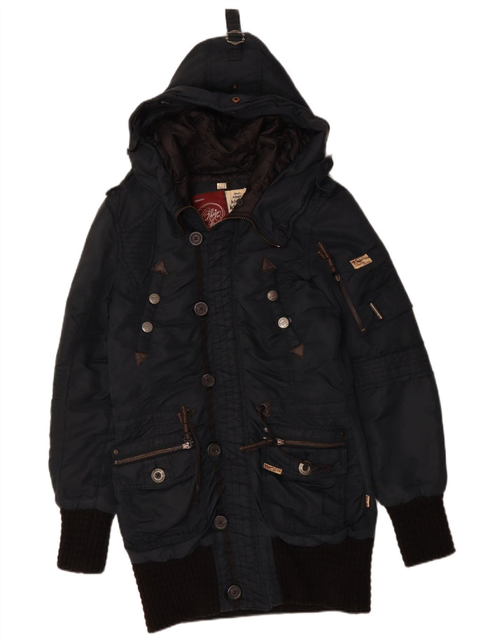 KHUJO Chaqueta Parka con Capucha para Hombre UK 38 Medium Azul Marino