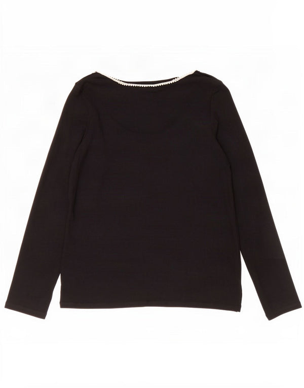 Zara Mujer Top Manga Larga UK 44 Large Viscosa Negra