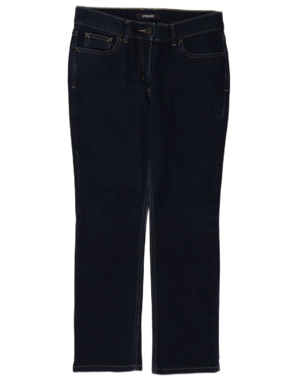 Marks & Spencer Vaqueros rectos para mujer UK 12 Medium W30 L27 Azul marino Algodón
