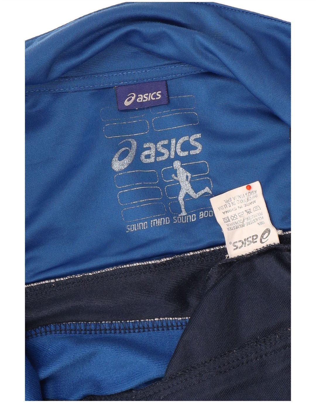Asics Hombre Graphic Chándal Top Chaqueta Pequeña Azul Marino Colorblock