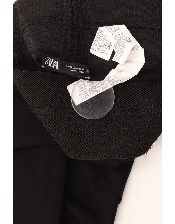 Zara Mujer Crop Leggings UK 42 Mediano Negro Poliéster