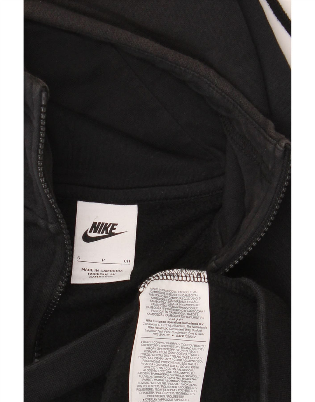 Nike - Sudadera con capucha y cremallera para hombre, talla pequeña, algodón negro