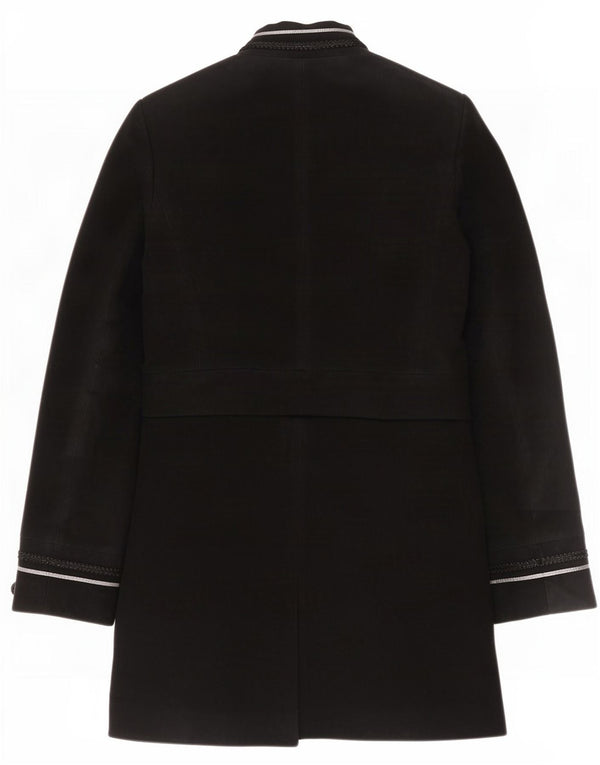 Zara Mujer Abrigo UK 12 Mediano Negro Algodón