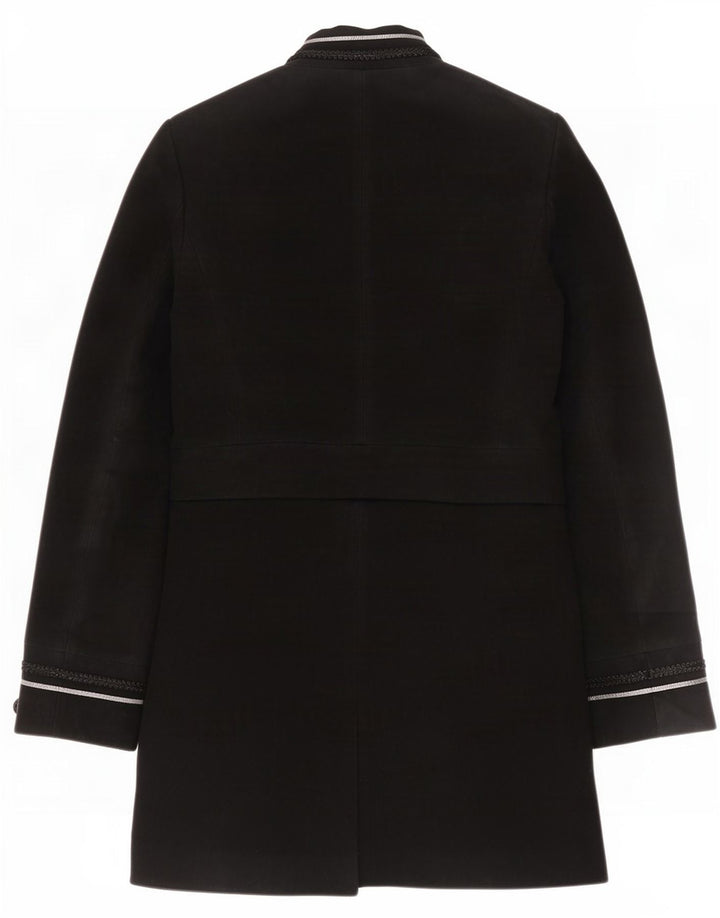 Zara Mujer Abrigo UK 12 Mediano Negro Algodón