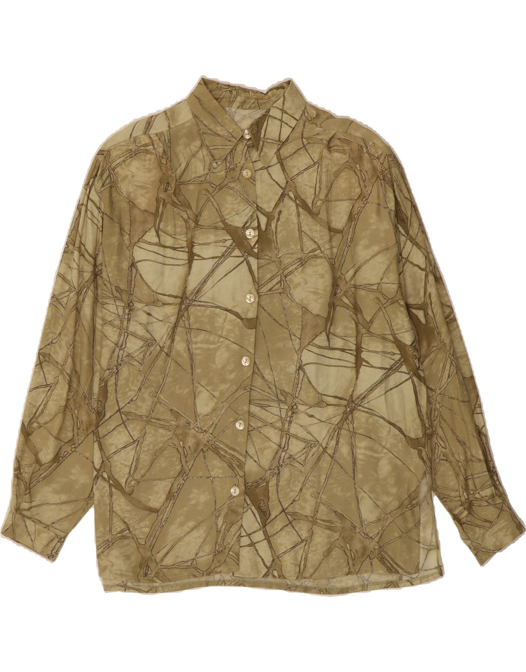 VINTAGE Womens Abstract Pattern Shirt UK 18 XL Beige Vintage Vintage and Second-Hand Vintage from Messina Hembry 