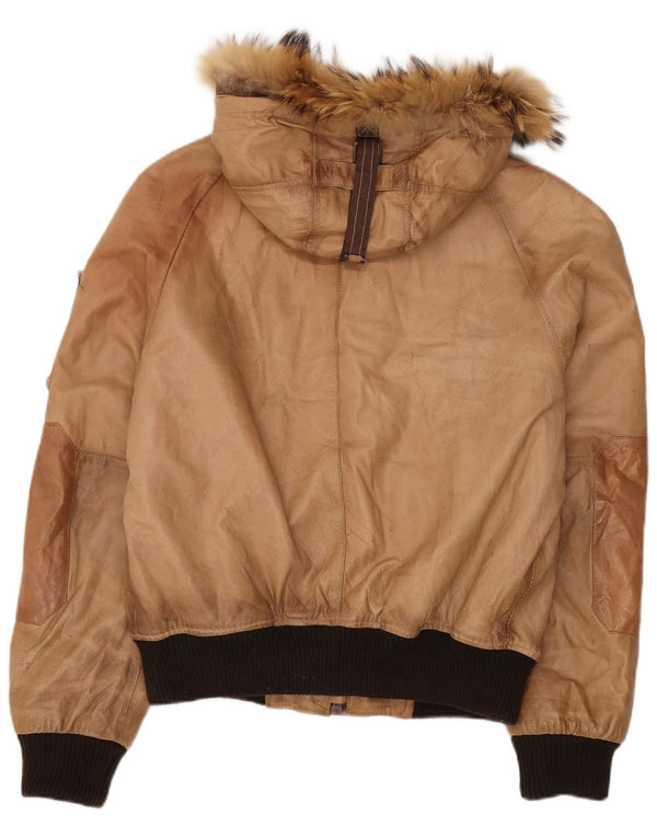 Bata Chaqueta de cuero con capucha para hombre IT 50 Cuero beige grande