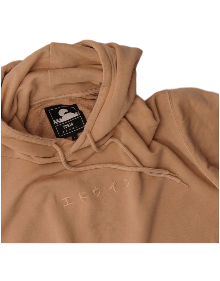 Edwin Hombre Sudadera Con Capucha Gráfica Jersey Grande De Algodón Beige