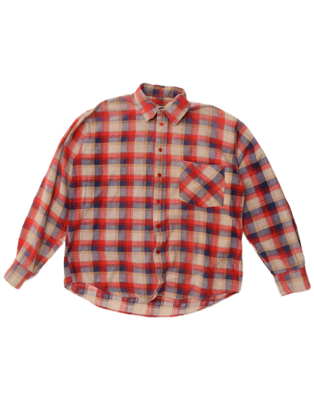 Camisa de franela para hombre John Peel de algodón a cuadros rojos medianos