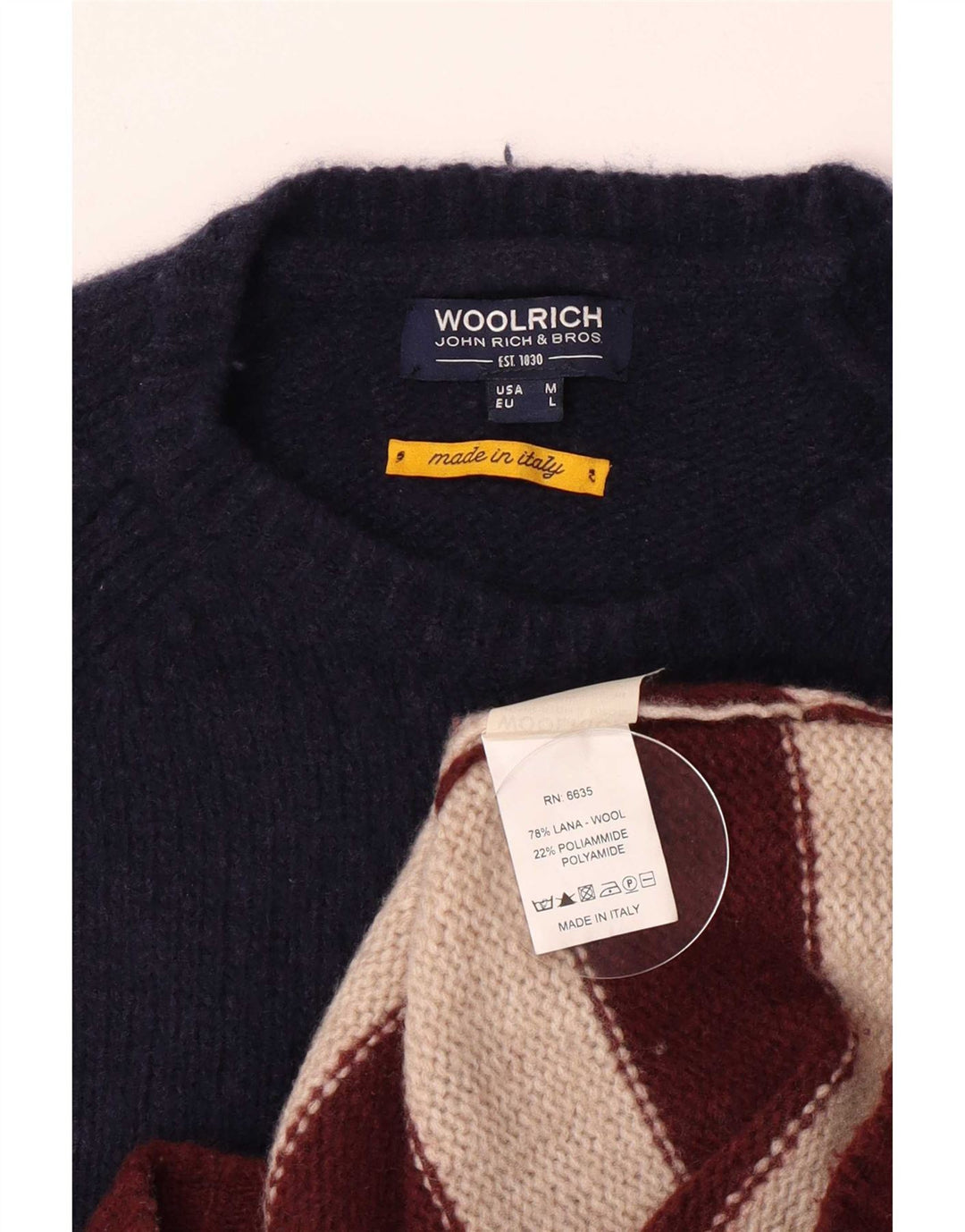 Woolrich Jersey De Cuello Redondo Para Hombre De Lana A Rayas Azul Marino Medio