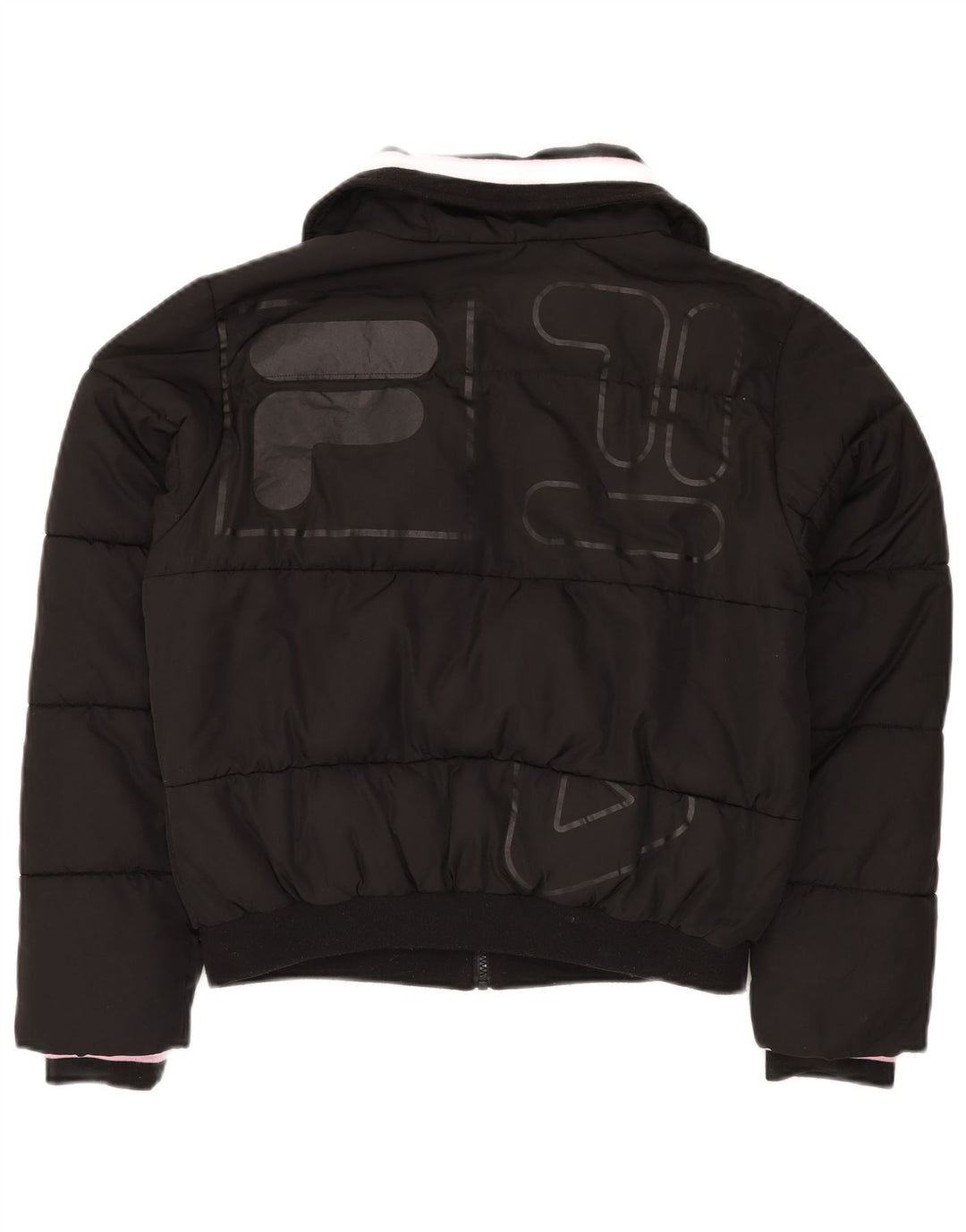 FILA Chaqueta acolchada gráfica para mujer UK 14 Mediana Poliéster negro
