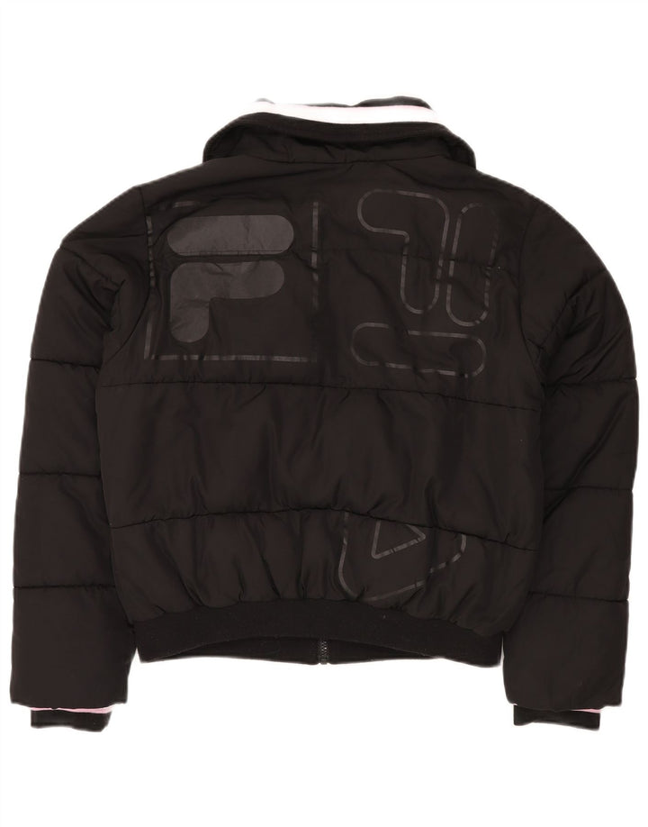 FILA Chaqueta acolchada gráfica para mujer UK 14 Mediana Poliéster negro