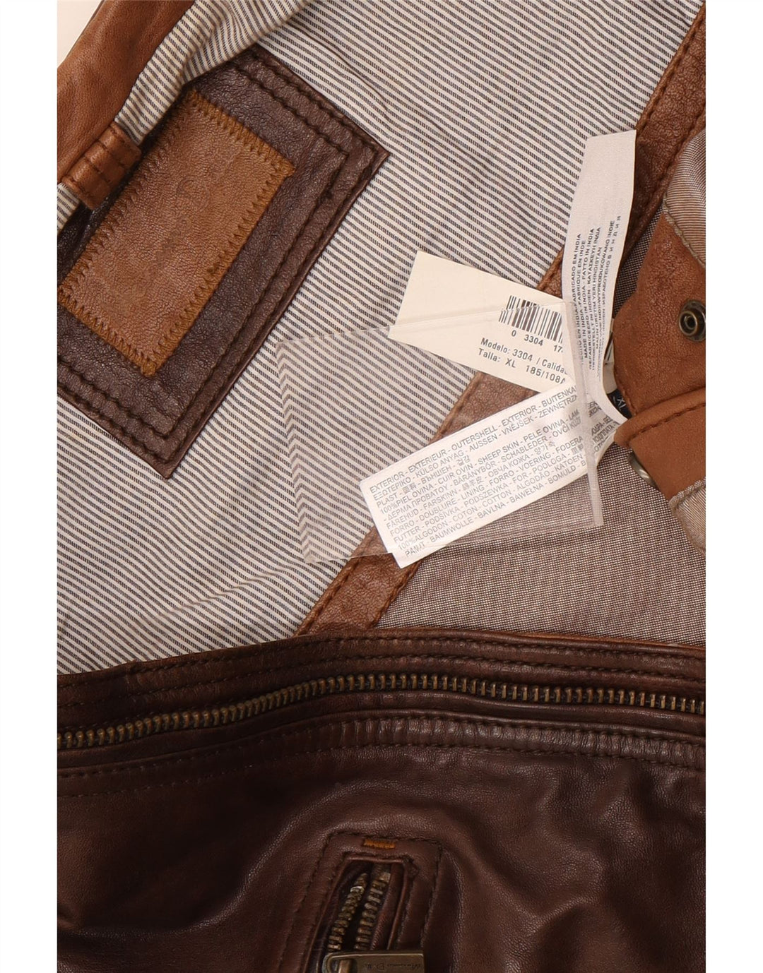 Massimo Dutti Chaqueta Biker De Piel Para Hombre UK 42 XL Piel Marrón
