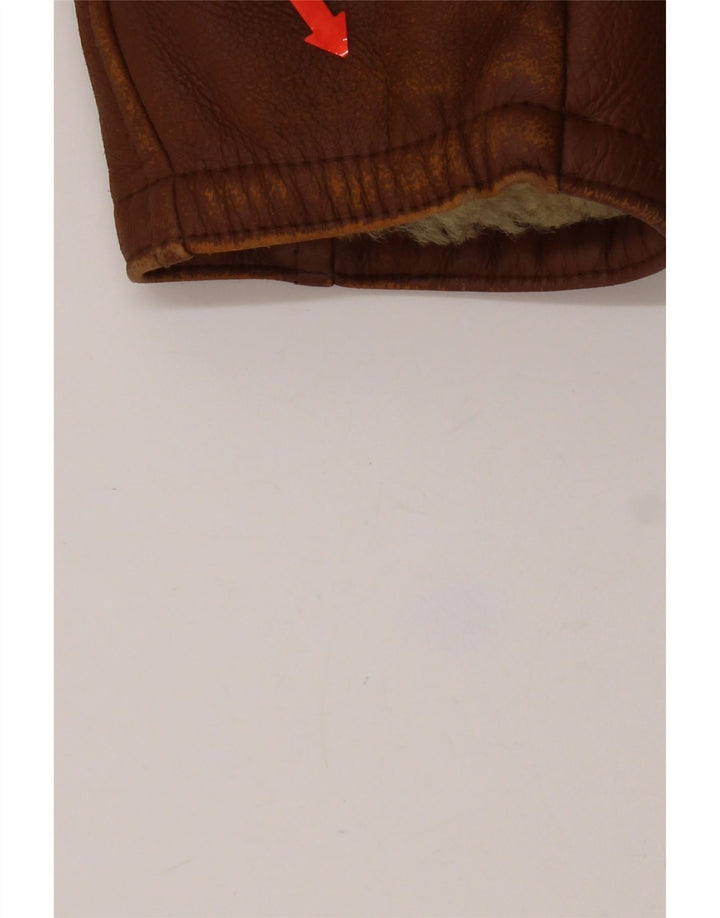 Vintage mujer shearling chaqueta IT 50 grande marrón shearling