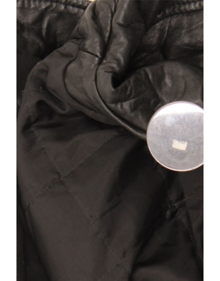 Vintage mujer chaqueta de cuero de gran tamaño EU 40 cuero negro medio