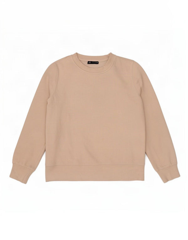 Zara Mujer Sudadera Oversize Jersey UK 10 Small Beige Algodón