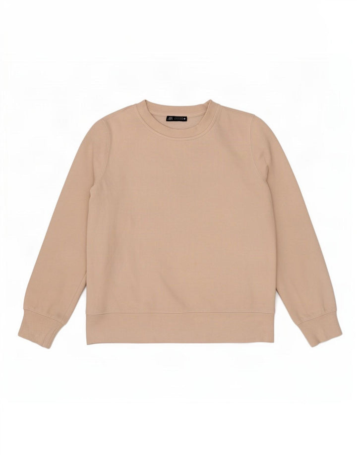 Zara Mujer Sudadera Oversize Jersey UK 10 Small Beige Algodón