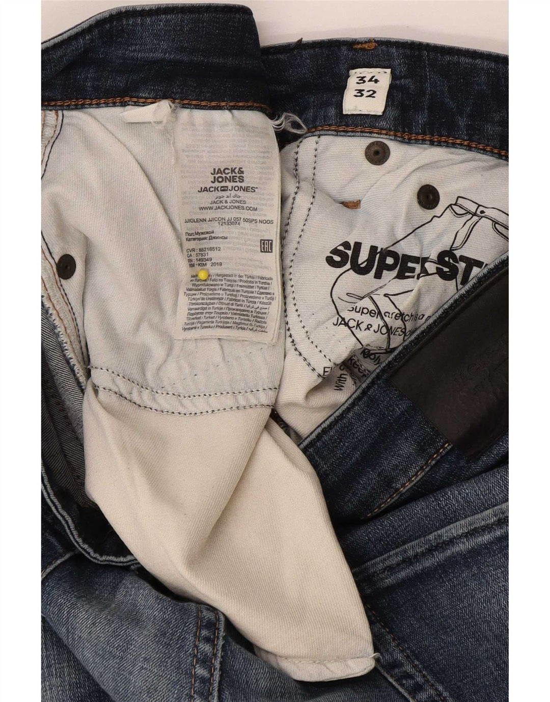 Jack & Jones Hombre GLENN Slim Jeans W34 L32 Algodón Azul
