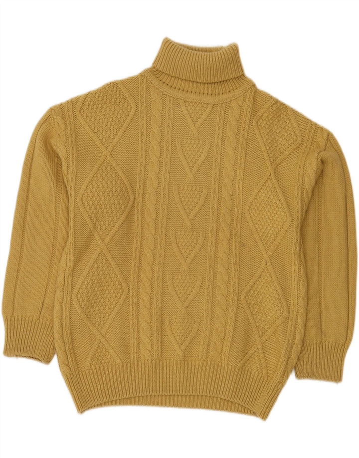VINTAGE Jersey de cuello vuelto para mujer IT 48 XL Lana amarilla