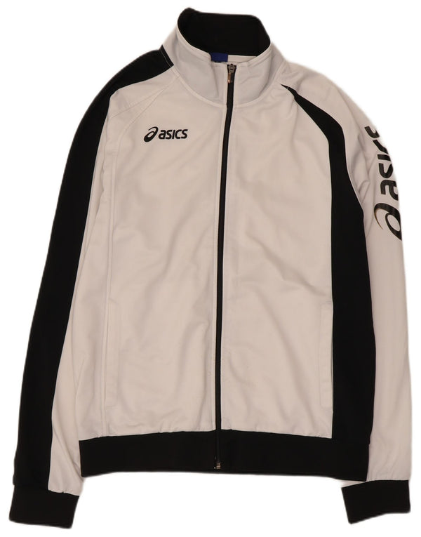 Asics - Chaqueta de chándal gráfica para mujer, talla 40, XL, color blanco