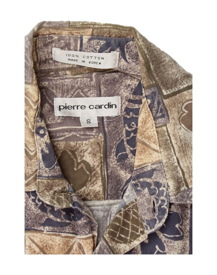 PIERRE CARDIN Mens Short Sleeve Shirt Small Brown Patchwork Cotton Vintage Pierre Cardin and Second-Hand Pierre Cardin from Messina Hembry 