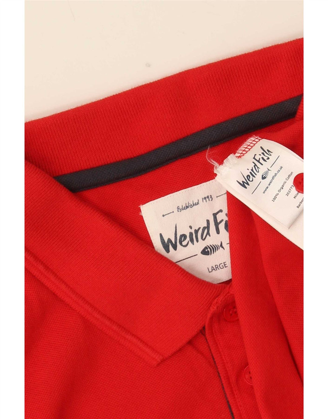 Weird Fish Polo para hombre de algodón rojo grande