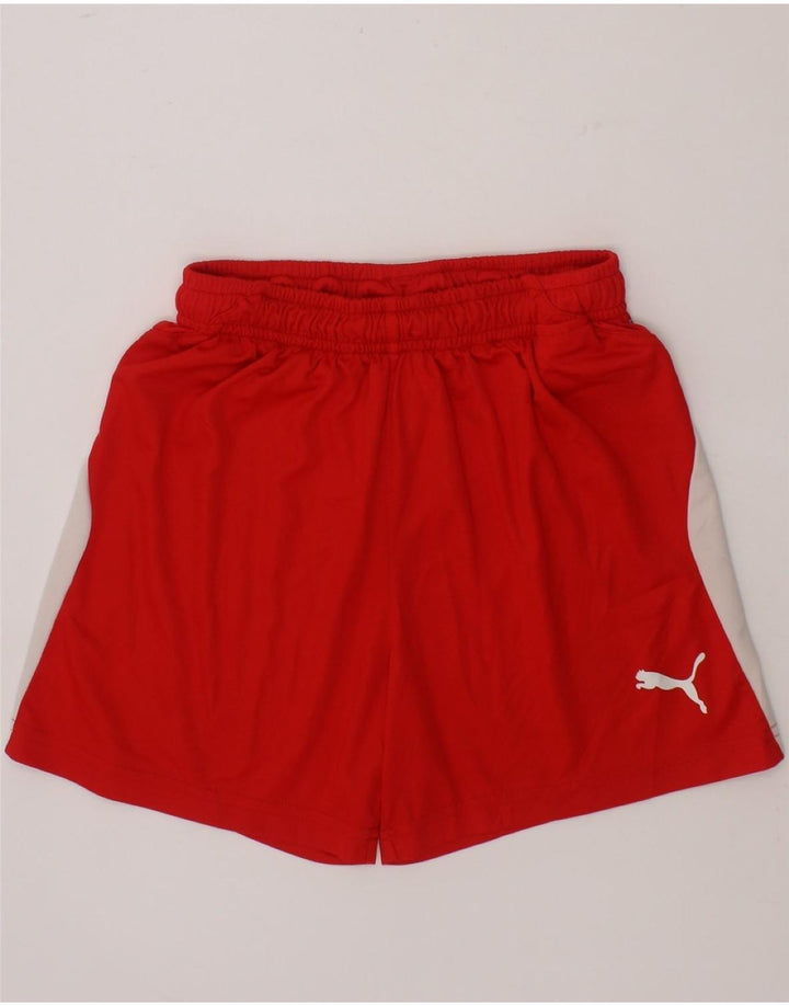 PUMA Boys Sport Shorts 9-10 Years Medium Red Colourblock Polyester Vintage Puma and Second-Hand Puma from Messina Hembry 