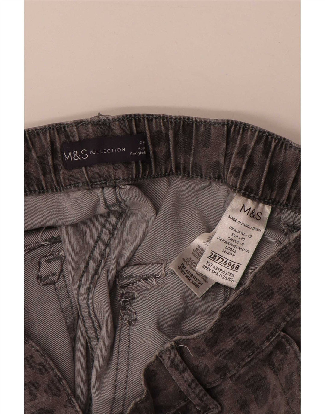 Marks & Spencer Pantalones Chinos para Mujer UK 12 Medium W30 L28 Gris