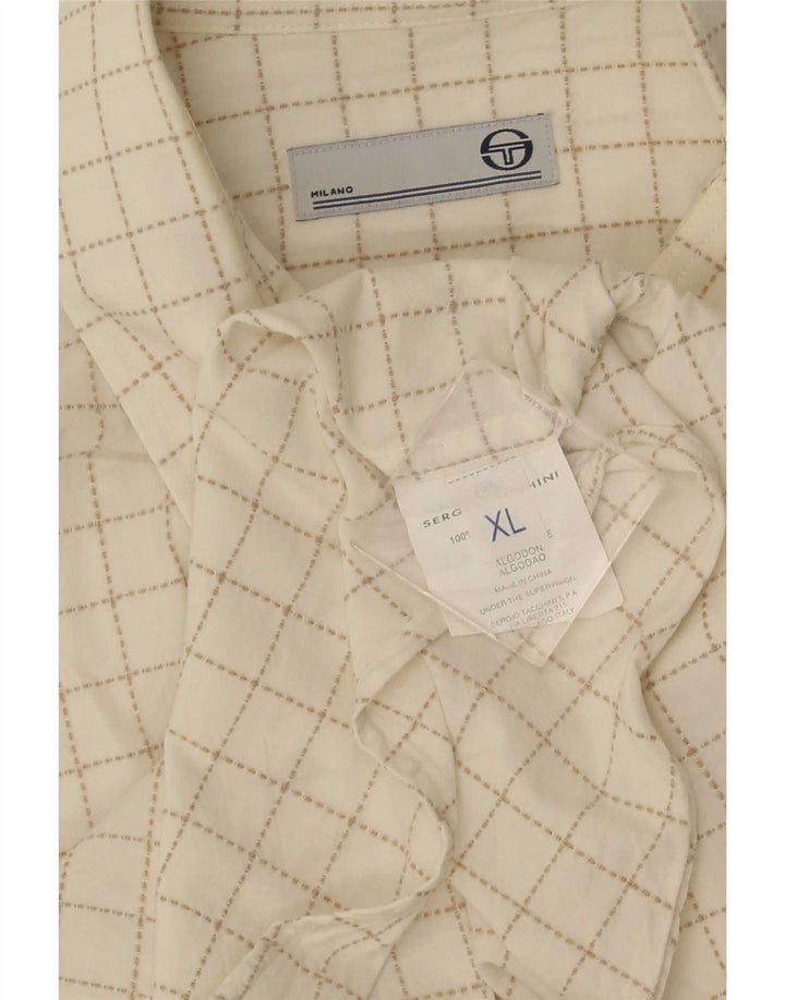 Sergio Tacchini Camisa Manga Corta Hombre XL Blanco Cuadros Algodón