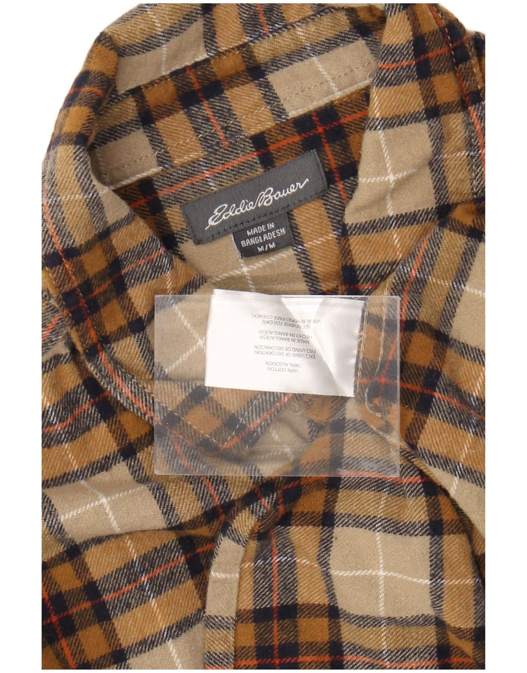 EDDIE BAUER Camisa de franela para hombre Algodón a cuadros caqui medio