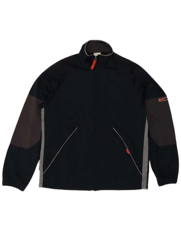 Brugi - Chaqueta de chándal para hombre, color azul marino medio, poliéster con bloques de color