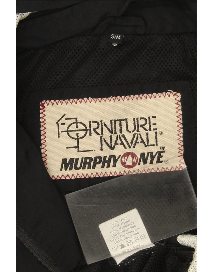 MURPHY & NYE Chaqueta impermeable con capucha y gráfico para hombre UK 36 Small Black Colourblock