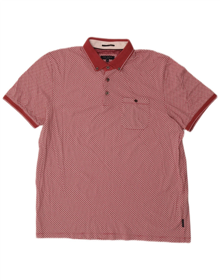 Ted Baker Polo para hombre con estampado abstracto, talla 6, 2XL, algodón rojo