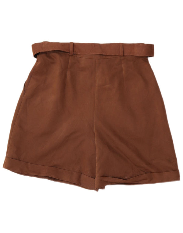 Vintage mujer cintura alta pegado chino pantalones cortos IT 44 Medio W26 Marrón